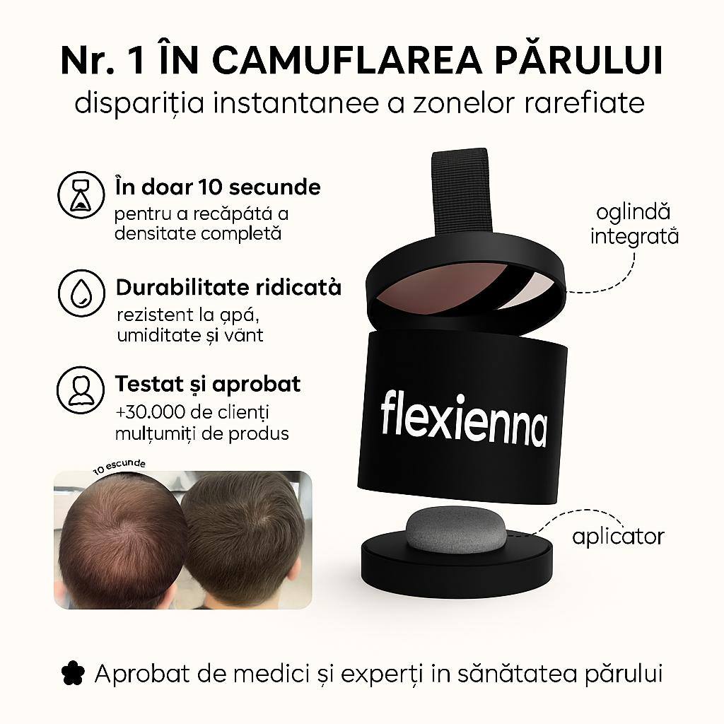 Pudră Capilară Flexienna™ – Camuflați instantaneu zonele fără păr